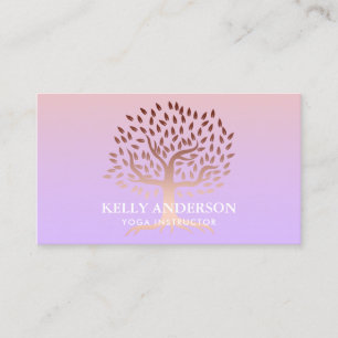 Yoga Instructor Life Tree Classy Purple & Pink Business Card