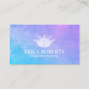 Yoga Instructor Lotus Flower Elegant Watercolor Business Card