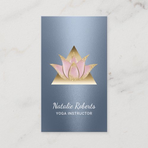 Yoga Instructor Lotus Flower Gold Triangle Business Card