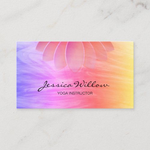Yoga Instructor Lotus Flower Rainbow  Business Card