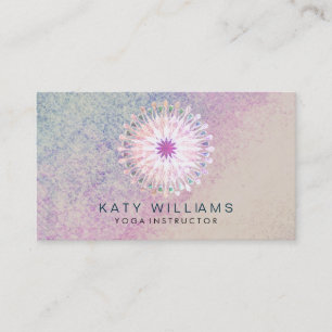 Yoga Instructor Lotus Flower Watercolor Vintage Business Card