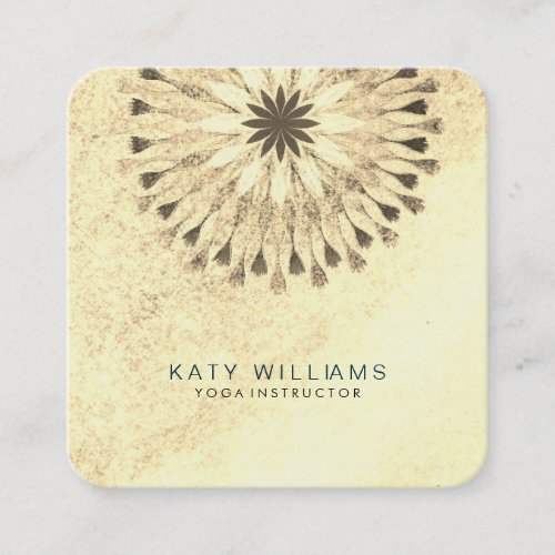 Yoga Instructor Lotus Flower Watercolor Vintage Square Business Card