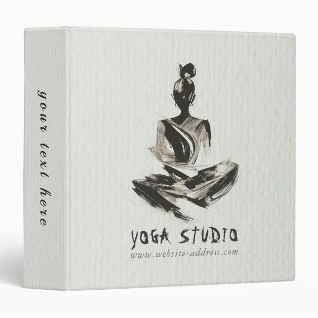 Yoga Instructor Lotus Meditation Pose Brushstrokes 3 Ring Binder (Front/Spine)