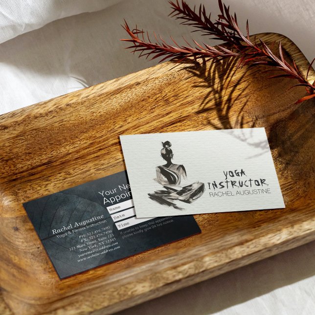 Yoga Instructor Lotus Meditation Pose Brushstrokes Appointment Card (Creator Uploaded)