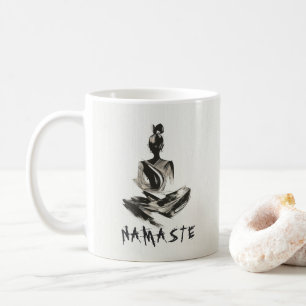 Yoga Instructor Lotus Meditation Pose Brushstrokes Coffee Mug