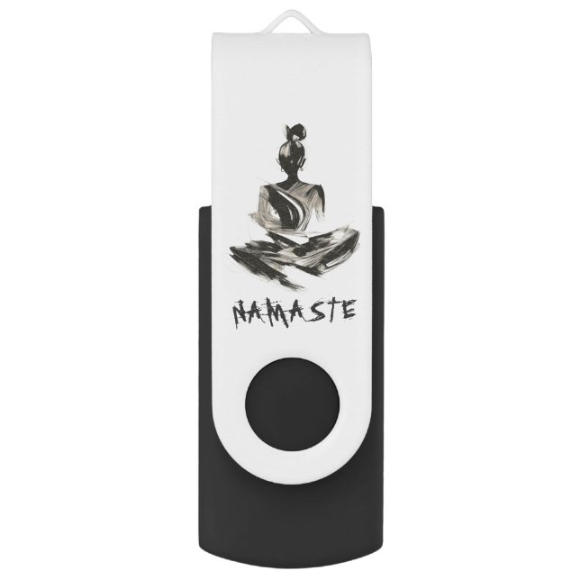 Yoga Instructor Lotus Meditation Pose Brushstrokes Flash Drive (Front Vertical)