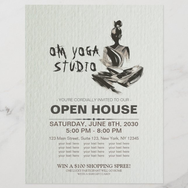 Yoga Instructor Lotus Meditation Pose Brushstrokes Flyer (Front)