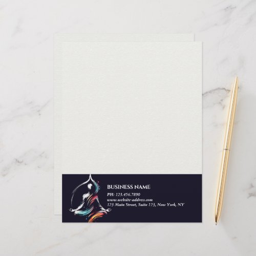 Yoga Instructor Lotus Meditation Pose Brushstrokes Letterhead