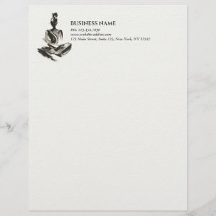 Yoga Instructor Lotus Meditation Pose Brushstrokes Letterhead