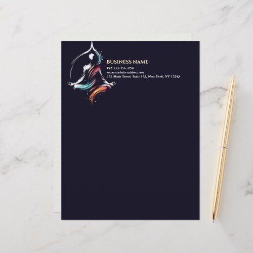 Yoga Instructor Lotus Meditation Pose Brushstrokes Letterhead