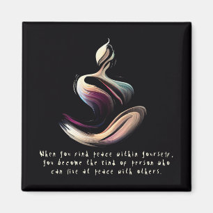 Yoga Instructor Lotus Meditation Pose Brushstrokes Magnet