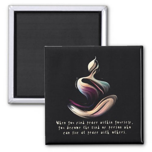 Yoga Instructor Lotus Meditation Pose Brushstrokes Magnet