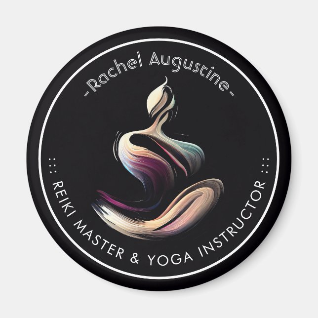 Yoga Instructor Lotus Meditation Pose Brushstrokes Magnet (Front)