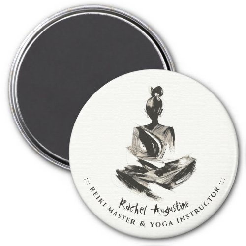 Yoga Instructor Lotus Meditation Pose Brushstrokes Magnet