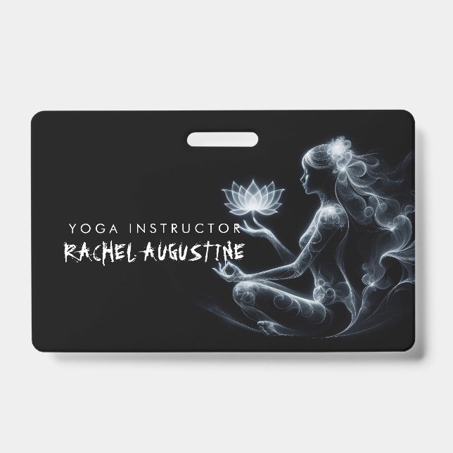 Yoga Instructor Lotus Meditation Pose Glowing Mist Badge (Front)