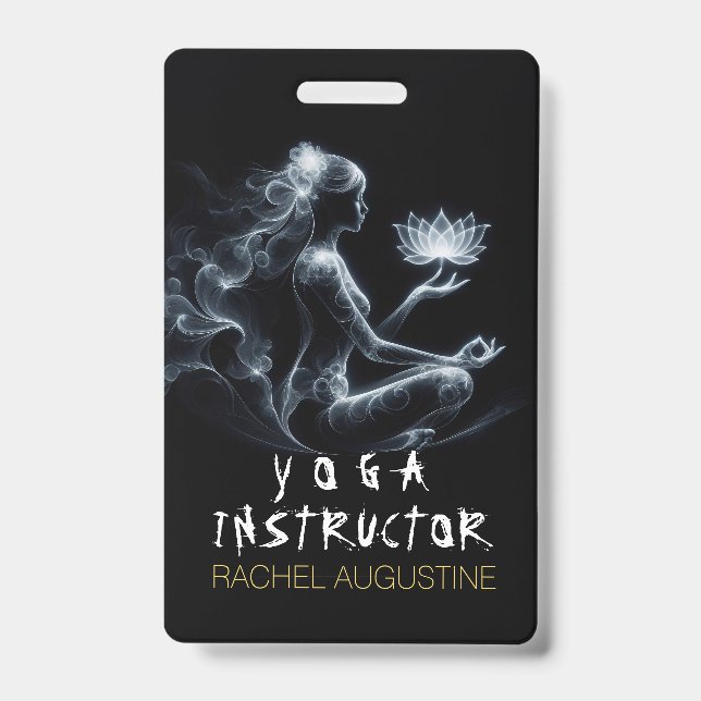 Yoga Instructor Lotus Meditation Pose Glowing Mist Badge (Front)
