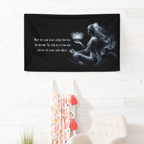 Yoga Instructor Lotus Meditation Pose Glowing Mist Banner