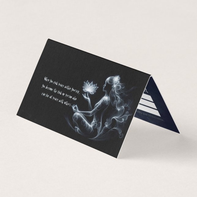 Yoga Instructor Lotus Meditation Pose Glowing Mist Business Card (Front)
