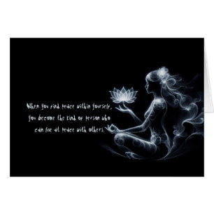 Yoga Instructor Lotus Meditation Pose Glowing Mist Cards