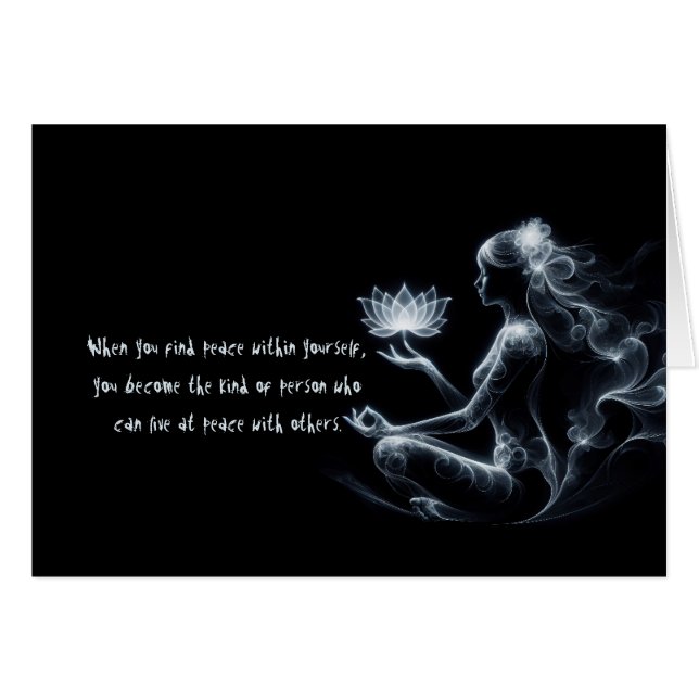 Yoga Instructor Lotus Meditation Pose Glowing Mist Cards (Front Horizontal)