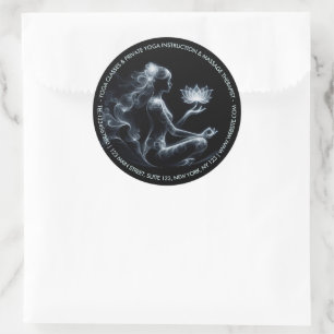 Yoga Instructor Lotus Meditation Pose Glowing Mist Classic Round Sticker