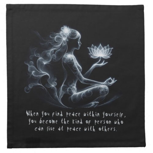 Yoga Instructor Lotus Meditation Pose Glowing Mist Cloth Napkin