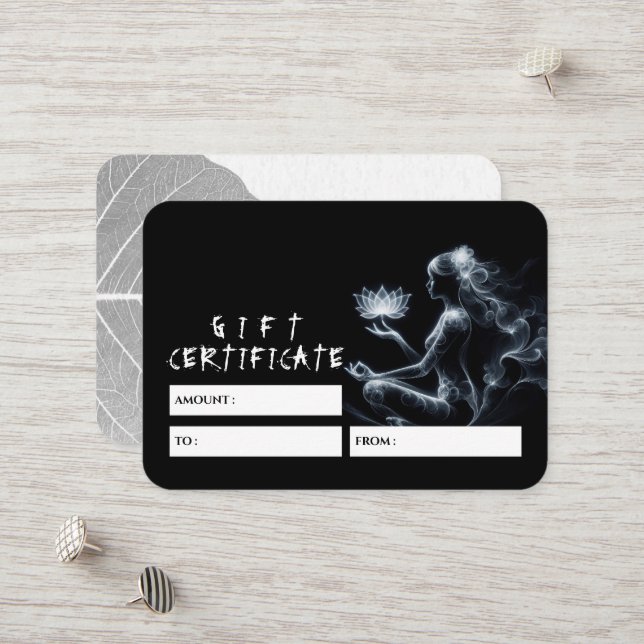 Yoga Instructor Lotus Meditation Pose Glowing Mist Discount Card (Front/Back In Situ)
