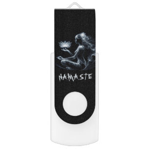 Yoga Instructor Lotus Meditation Pose Glowing Mist Flash Drive