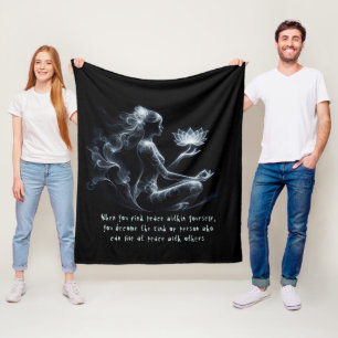 Yoga Instructor Lotus Meditation Pose Glowing Mist Fleece Blanket
