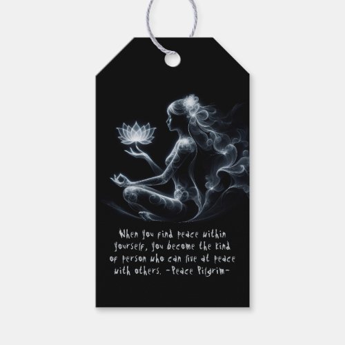 Yoga Instructor Lotus Meditation Pose Glowing Mist Gift Tags