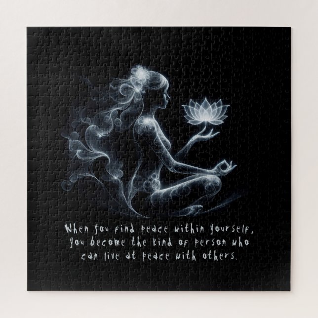 Yoga Instructor Lotus Meditation Pose Glowing Mist Jigsaw Puzzle (Vertical)