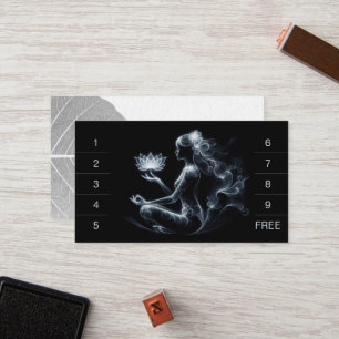 Yoga Instructor Lotus Meditation Pose Glowing Mist Loyalty Card