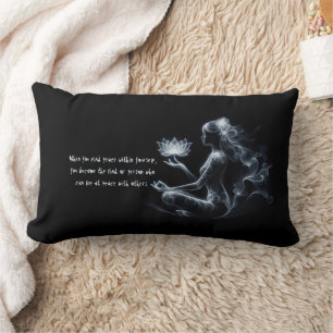 Yoga Instructor Lotus Meditation Pose Glowing Mist Lumbar Pillow