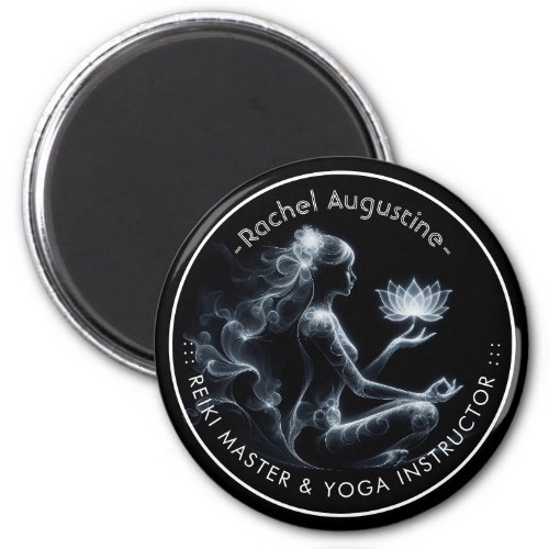 Yoga Instructor Lotus Meditation Pose Glowing Mist Magnet