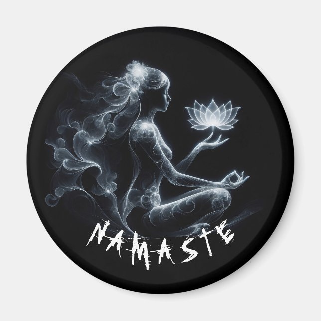 Yoga Instructor Lotus Meditation Pose Glowing Mist Magnet (Front)
