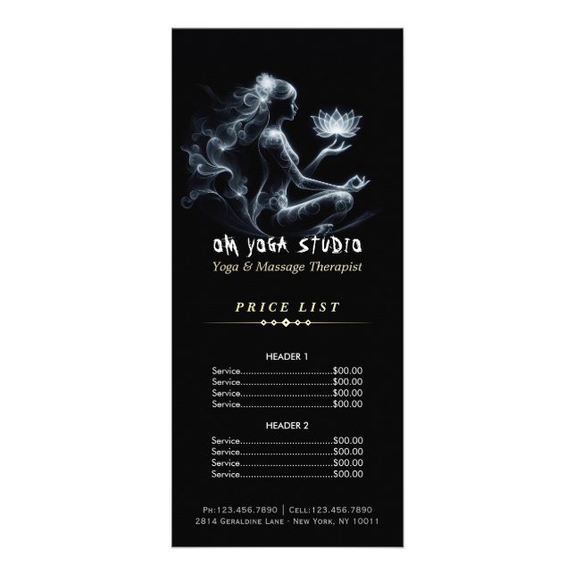 Yoga Instructor Lotus Meditation Pose Glowing Mist Rack Card (Front)