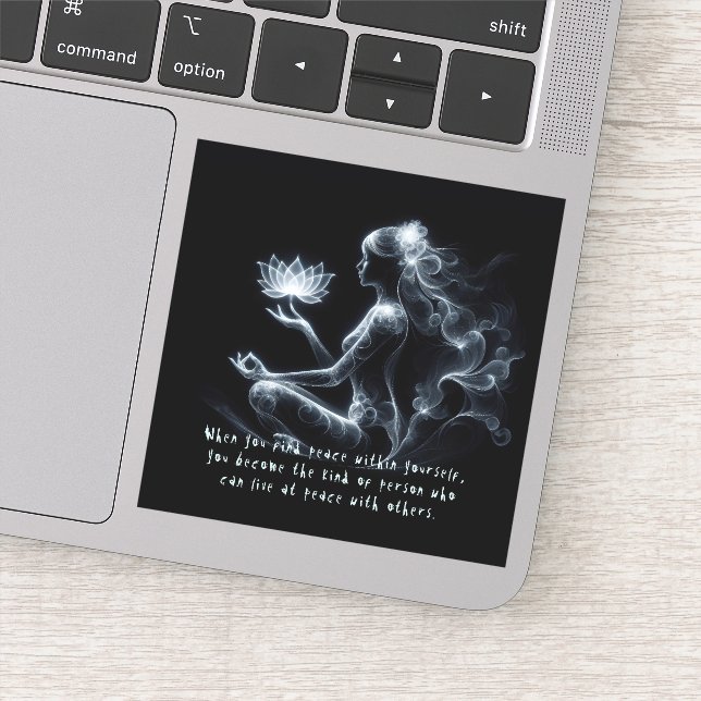Yoga Instructor Lotus Meditation Pose Glowing Mist Sticker (Detail)