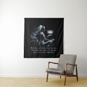 Yoga Instructor Lotus Meditation Pose Glowing Mist Tapestry