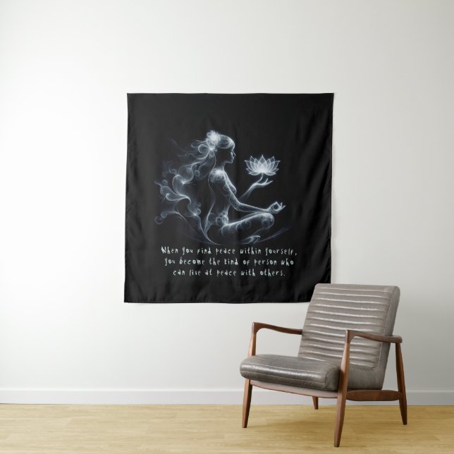 Yoga Instructor Lotus Meditation Pose Glowing Mist Tapestry (In Situ)