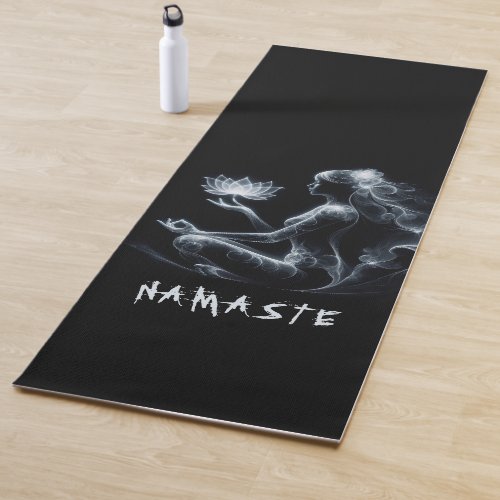 Yoga Instructor Lotus Meditation Pose Glowing Mist Yoga Mat