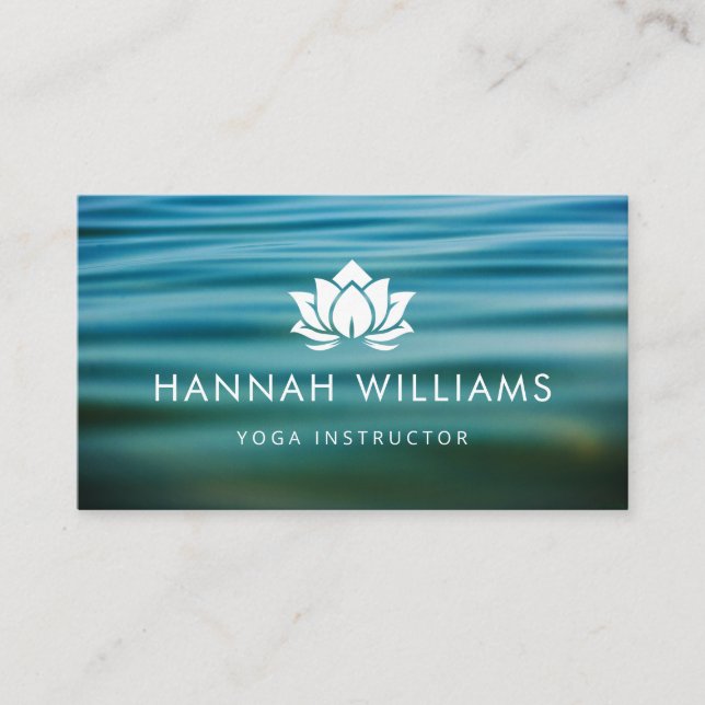 Yoga Instructor Lotus Ocean Waves Business Card (Front)