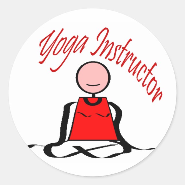 Yoga Instructor---Lotus Postion Stick Figure Classic Round Sticker (Front)