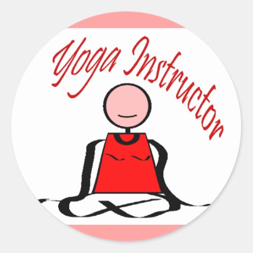 Yoga Instructor___Lotus Postion Stick Figure Classic Round Sticker
