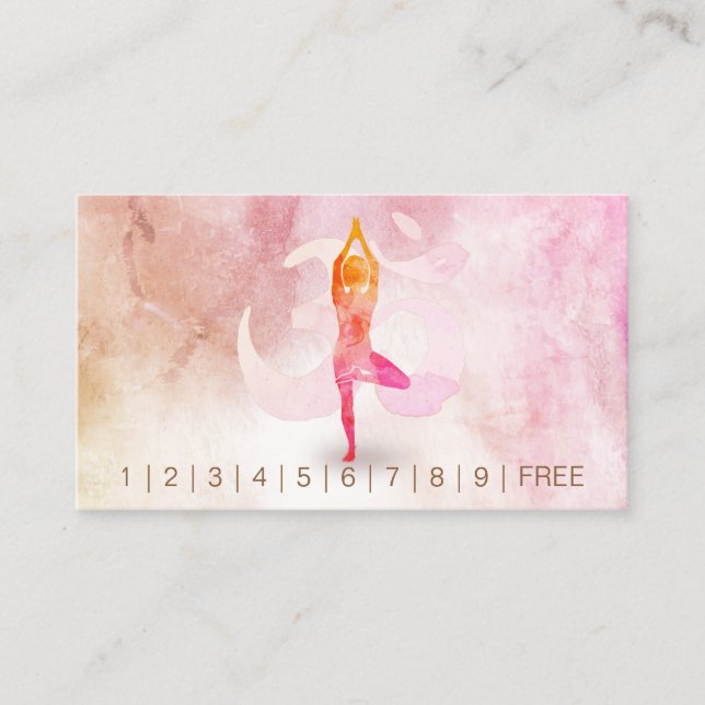 YOGA Instructor Loyalty Punch Yoga Pose Om Symbol Card (Front)