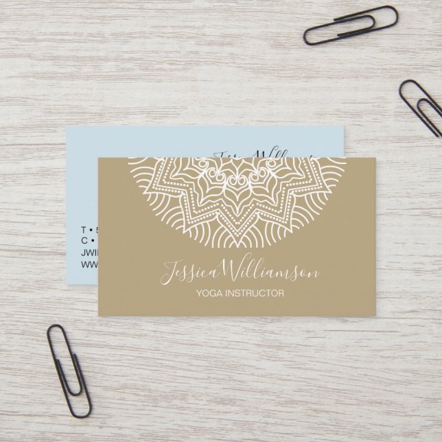 YOGA INSTRUCTOR MANDALA Earth tones Business Card (Front/Back In Situ)