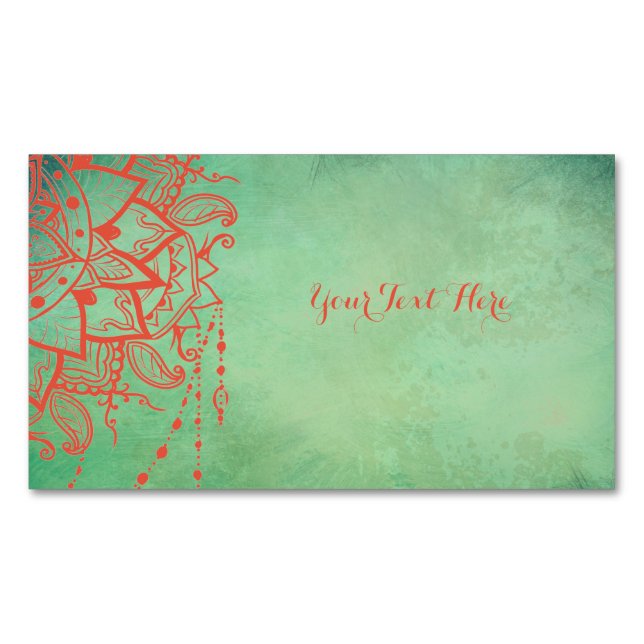 Yoga Instructor Mandala Magnet Business Card (Front)