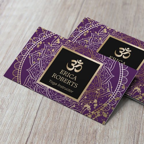 Yoga Instructor Mandala Modern Gold  Purple Business Card