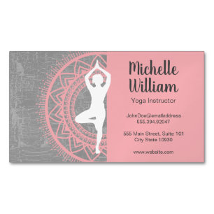 Yoga Instructor   Mediation   Mandala Pattern Business Card Magnet