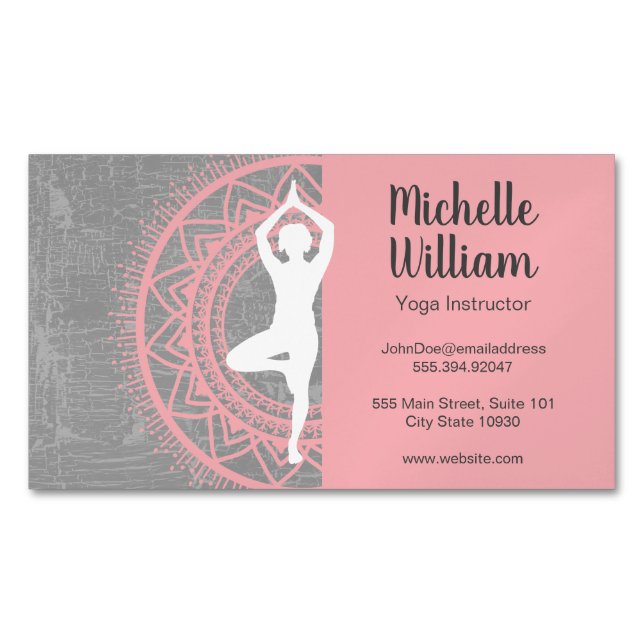 Yoga Instructor | Mediation | Mandala Pattern Business Card Magnet (Front)