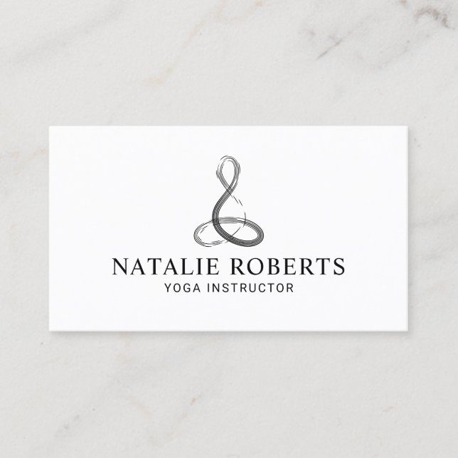Yoga Instructor Meditation Logo Minimalist Business Card (Front)